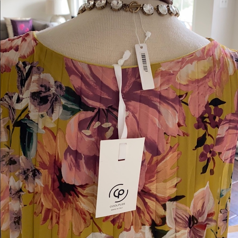 EXQUISITE pleated floral maxi dress lined XL NWT - Picture 6 of 8